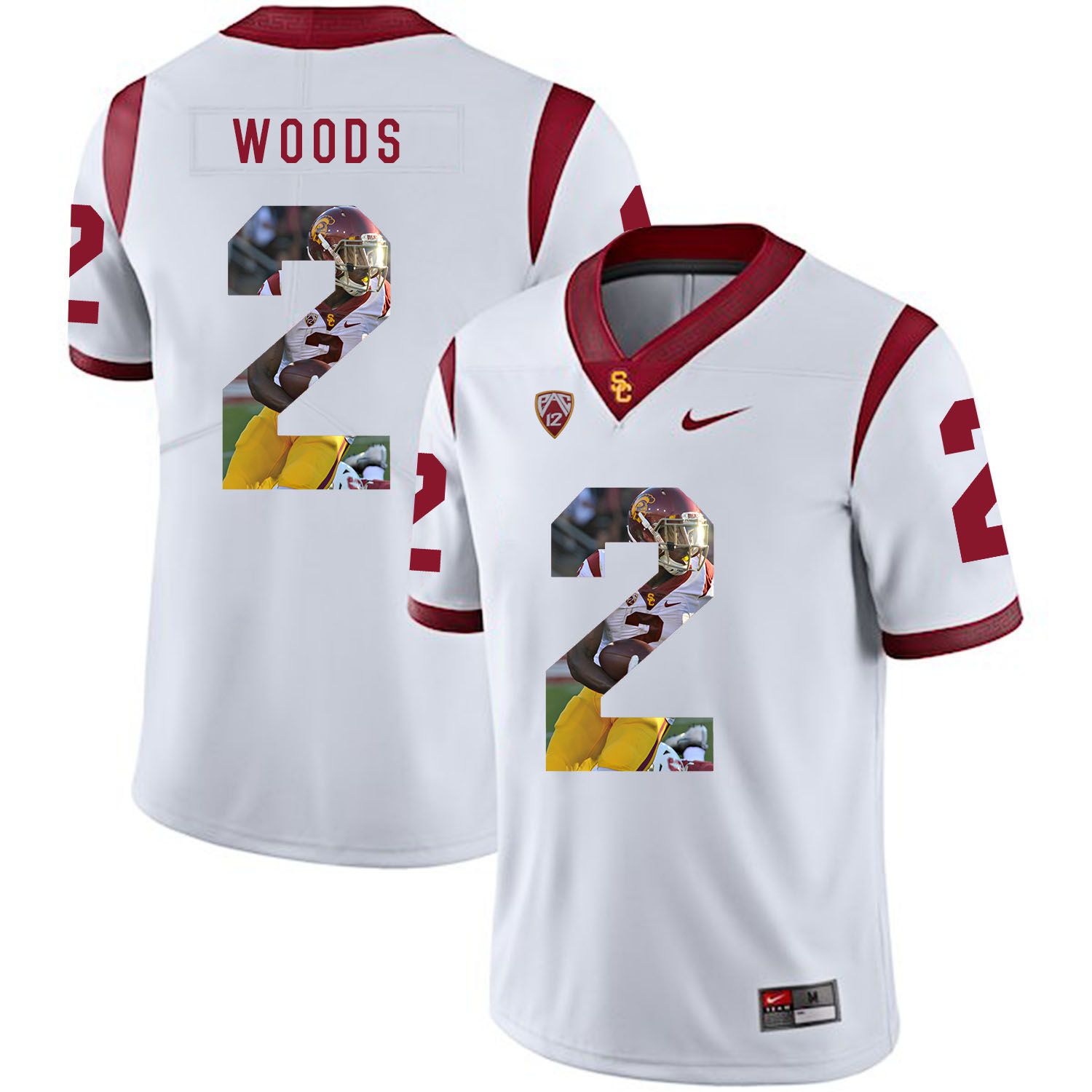 Men USC Trojans 2 Woods White Fashion Edition Customized NCAA Jerseys